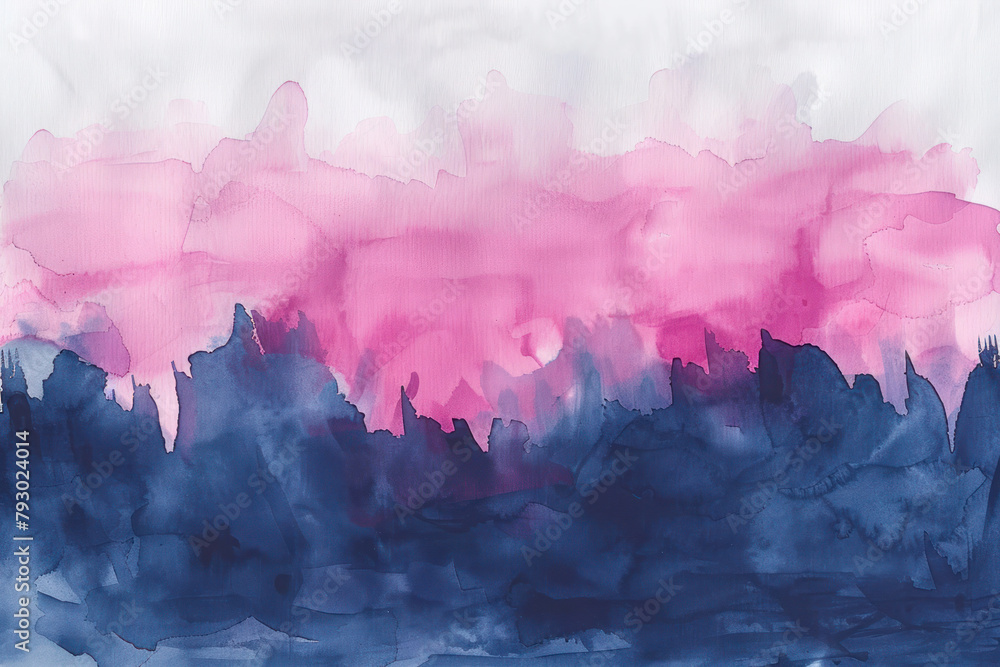 An abstract watercolor style horizontal illustration blending pink and blue tones, creating a bold and expressive artwork.