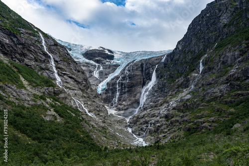 View of Jostedal Glacier or Jostedalsbreen in Norway is the largest glacier in continental Europe. The highest peak in the area is Lodalskapa at height of 2,083 metres. Delightful amazing glacier view photo