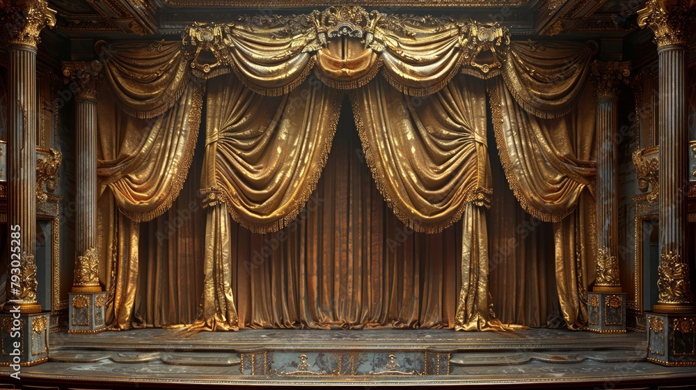 Majestic red theater curtain awaiting the night's performance