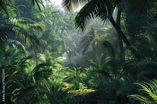 Dense jungle canopy alive with exotic wildlife sounds.