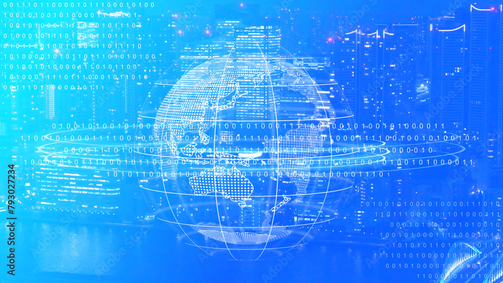 Fototapeta premium 持続可能な社会とデジタル技術ioTグローバルビジネスイメージ