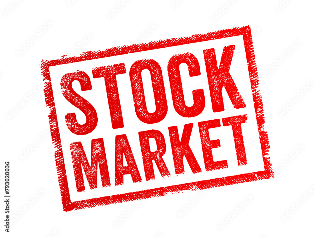 Stock Market - a public marketplace where buyers and sellers trade shares of publicly traded companies, text concept stamp Stock Market - a public marketplace where buyers and sellers trade shares of publicly traded companies, text concept stamp