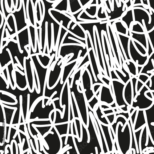 Vector graffiti tags seamless pattern, print design