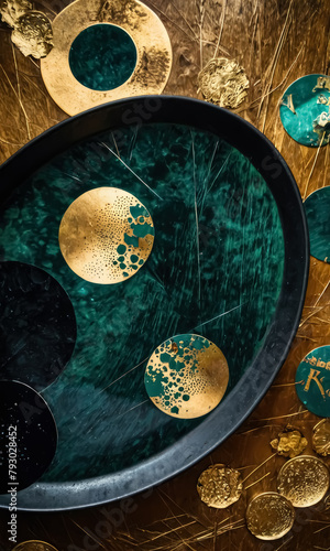 Mastering Elegance: Luxurious Gold Green Circle Template Design