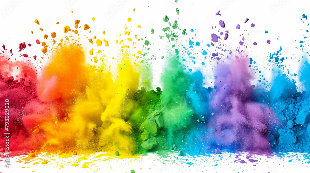 multi color powder explosion isolated on white background High quality multi color powder explosion isolated on white background High quality