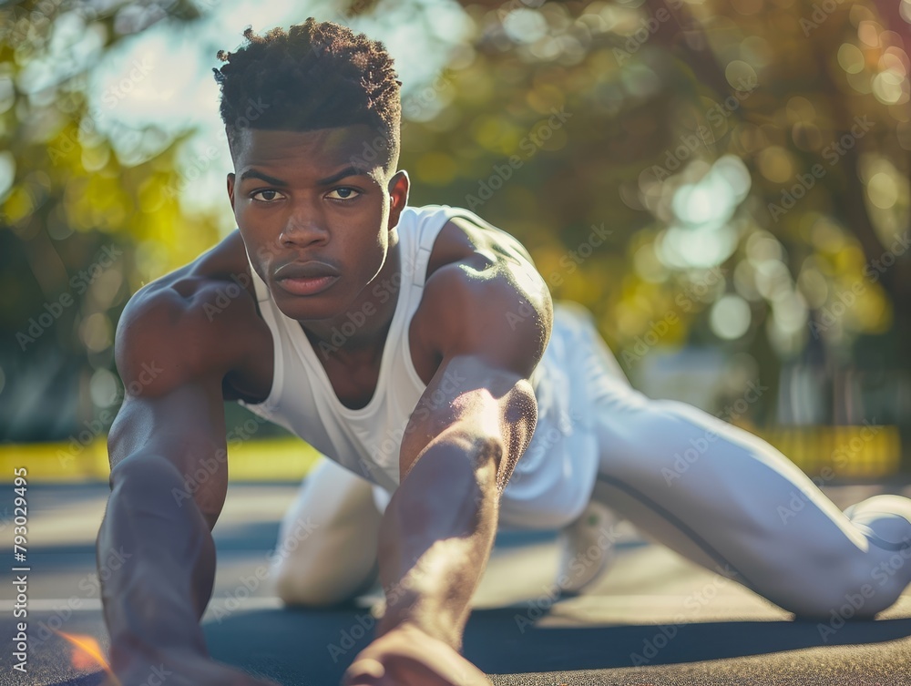 Man in White Shirt and Pants Doing Push Ups Man in White Shirt and Pants Doing Push Ups