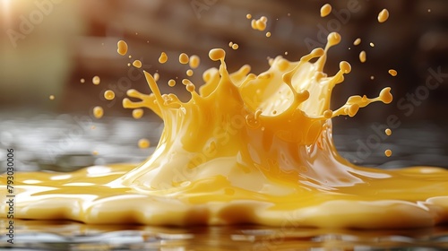 Gooey Cheese Splash Captured in Perfect Focus Generative AI photo