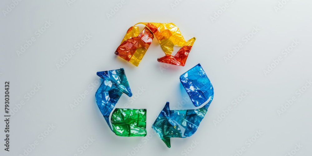 Recycle Renewal: Vibrant Plastic Waste Forming Eco Symbol