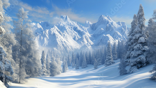 AI Generates Majestic snow covered mountain range © weilly