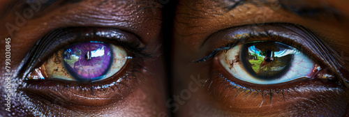 Close-up of Human Eyes with Vivid Reflections