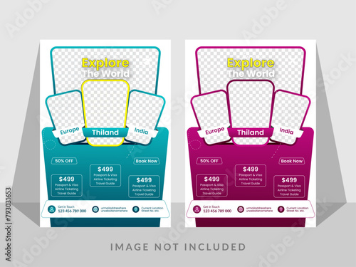 Travel Flyer Template. travel flyer. tour and travel flyer Template Business concept. Flyer design for Tour and Travel Business concept. Vector new tour flyer design.