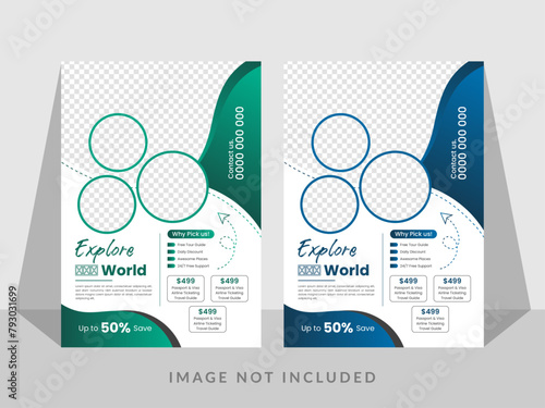 Travel Flyer Template. travel flyer. tour and travel flyer Template Business concept. Flyer design for Tour and Travel Business concept. Vector new tour flyer design.