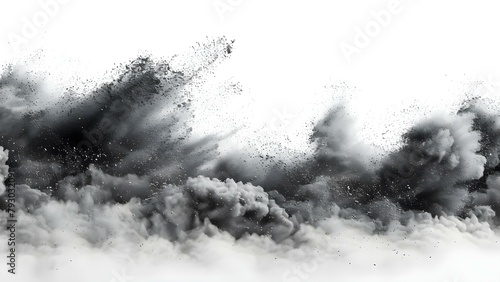 White background with misty smoky effect created by D powder particles. Concept Misty Smoky Photoshoot, White Background, D Powder Particles, Creative Effects