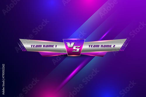 vs versus screen for battle or comparison abstract futuristic banner and colorful lower third for soccer football sports Background