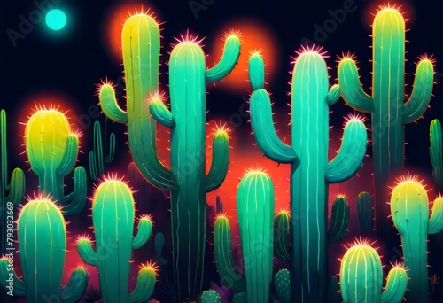 cactus at night photo