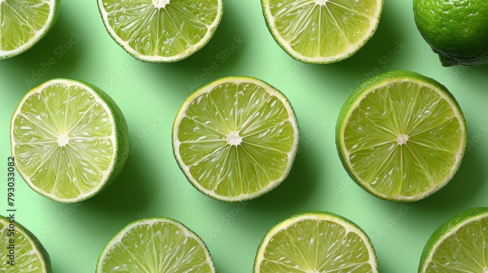 Delicious Limes Set, Fresh and Vibrant Generative AI