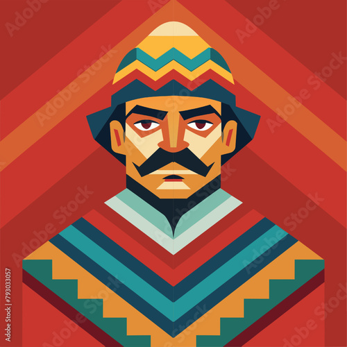 Mexican man with mustache in traditional clothing  photo