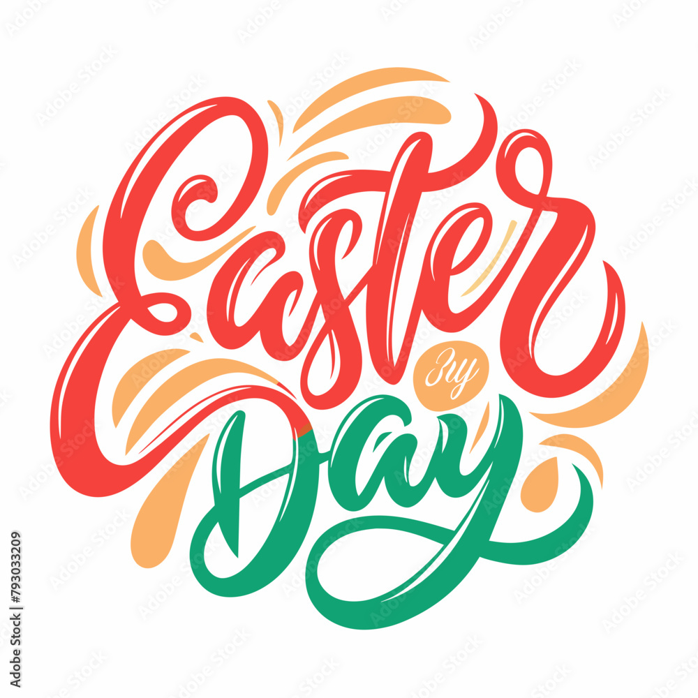 Happy Easter Day t-shirt vector illustration and calligraphy