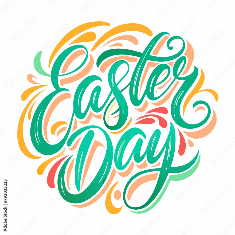 Obraz premium Happy Easter Day t-shirt vector illustration and calligraphy