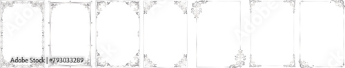 Set of Decorative Vintage Silver Frames and Borders, 2x3 size