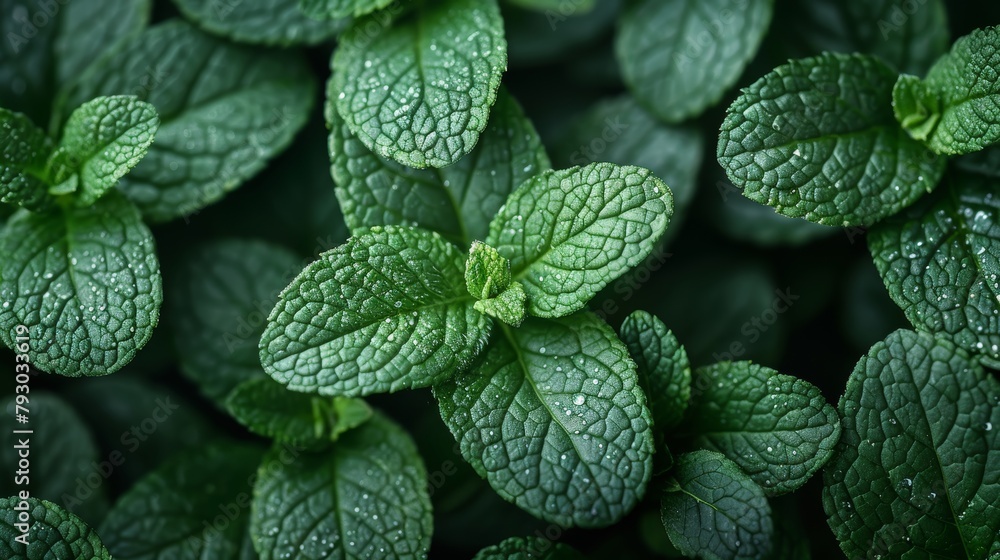 Fresh Green Mint Leaves Generative AI Fresh Green Mint Leaves Generative AI