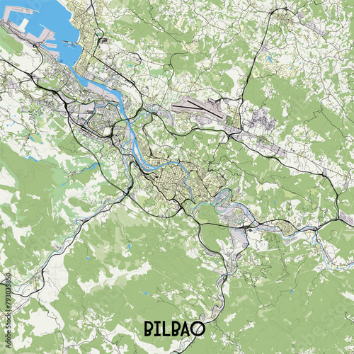 Bilbao Spain map poster art