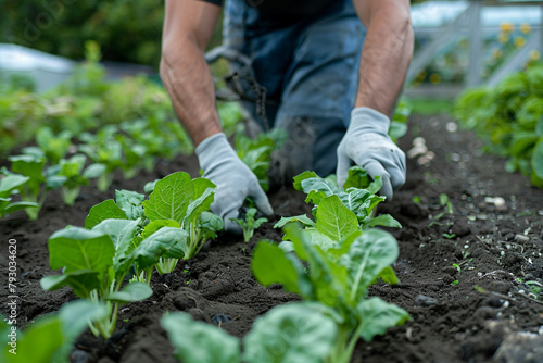 A person planting and tending to a backyard garden for a community-supported agriculture  CSA  side hustle.