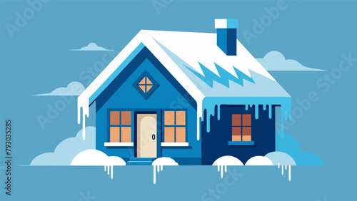 A picture of a house with snow on the roof and icicles hanging from the gutters along with tips for winterizing and insulating the home to photo
