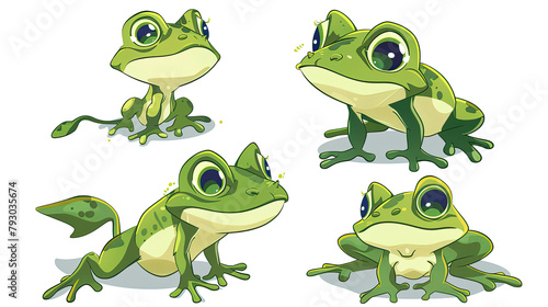 a charming illustration isolated on white background of a cartoon little frog