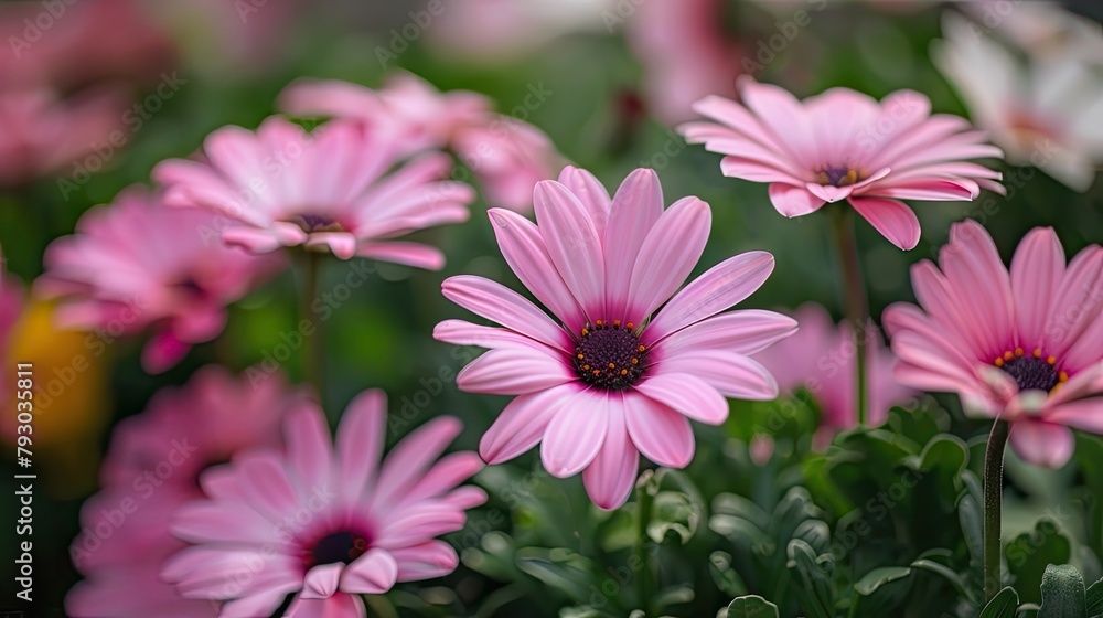 Obraz premium Pink flowers with white petals blossomed beautifully