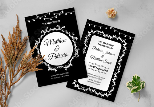 Black And White Wedding Card (ID: 793037249)