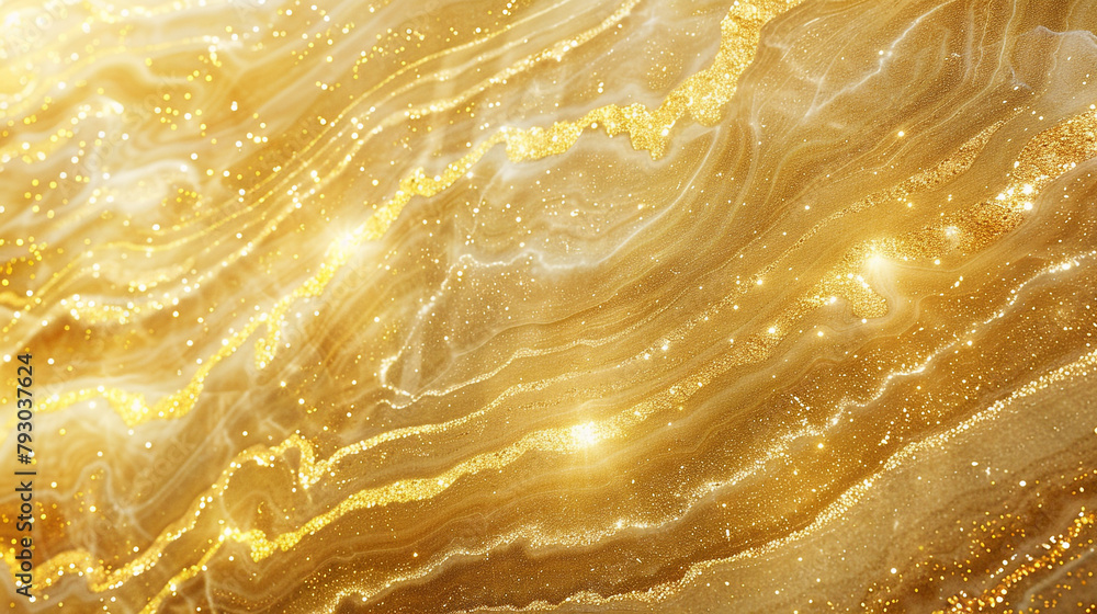 Golden Sand Marble Background, Glimmering Veins and Sunlit Swirls
