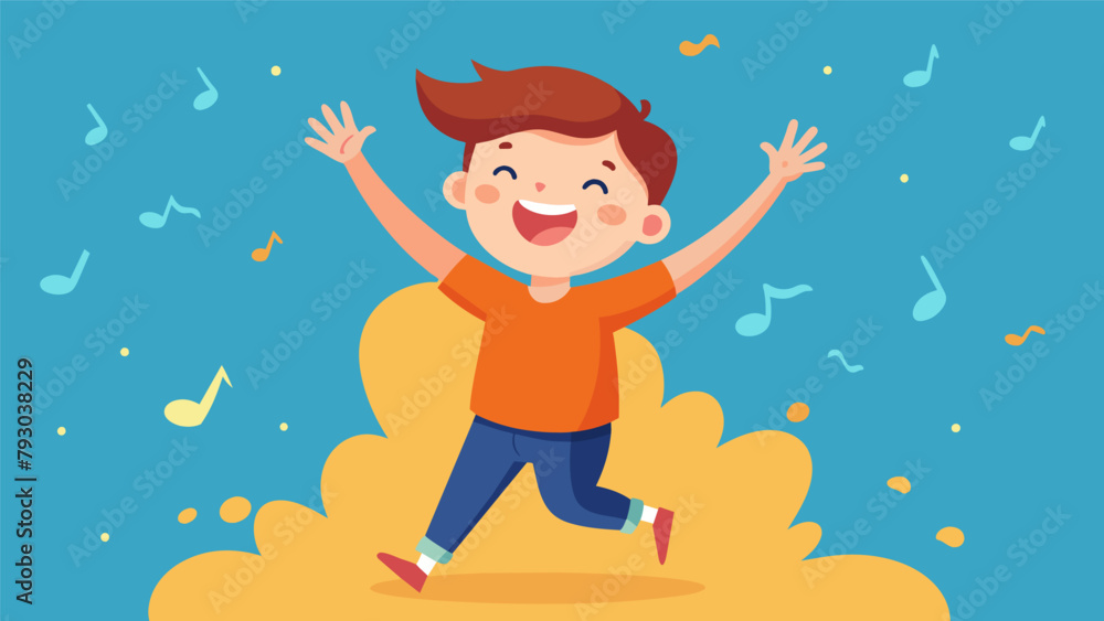 Naklejka premium The child clapped and jumped with joy feeling the energy and excitement of the crowd as everyone swayed to the music.