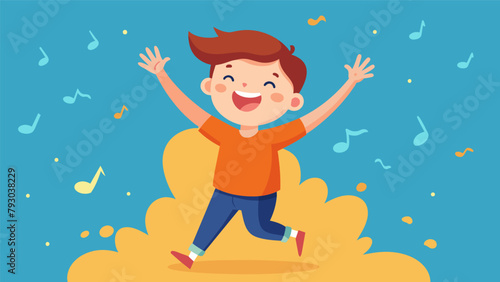 The child clapped and jumped with joy feeling the energy and excitement of the crowd as everyone swayed to the music.