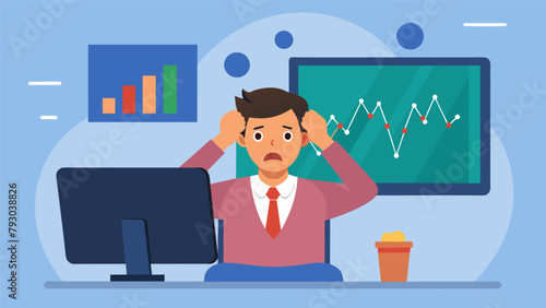 A stressedout investor watching the stock market news on TV with a look of worry and concern as they navigate the impact of market fluctuations.