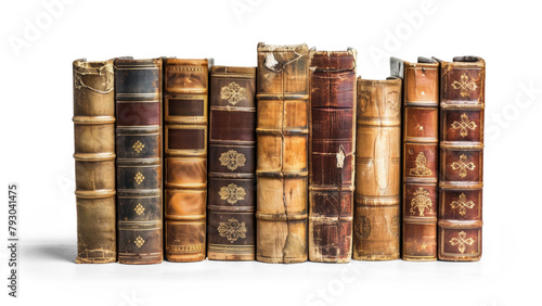 row of vintage books isolated with transparent shadow  resource PNG