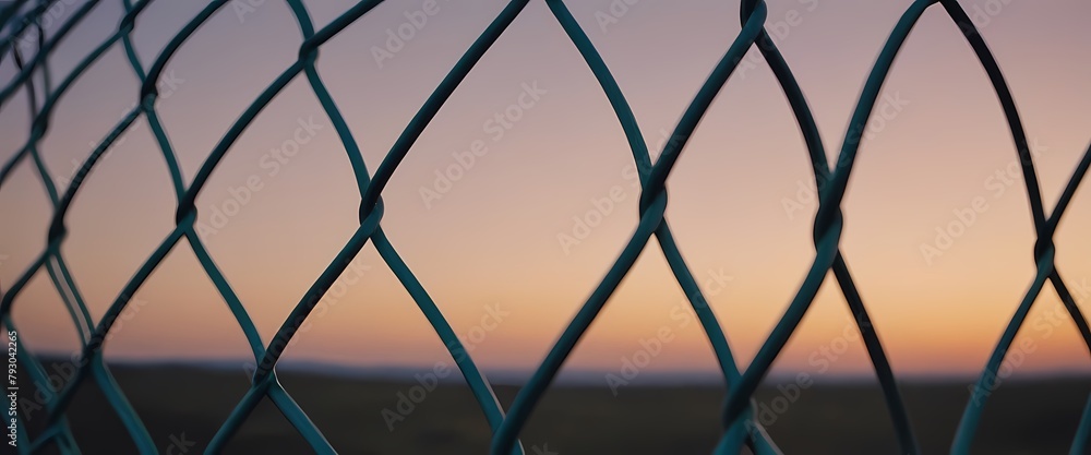 Naklejka premium Perspective view of an wire fence. Generative AI, Generative, AI