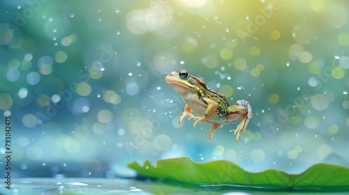 TOAD jumping in a pond with blurred background in high resolution and quality