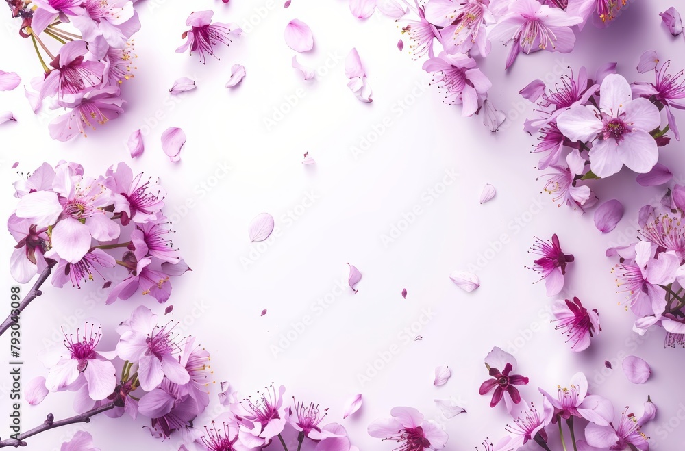 A Bunch of Pink Flowers on a White Background