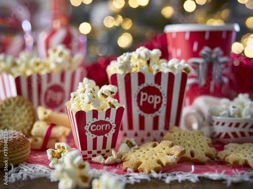 Popcorn Buckets and Cookies on Table photo