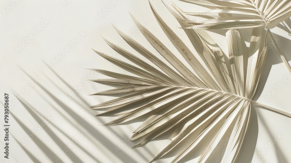 Fototapeta premium Paper Palm Leaf on White Background