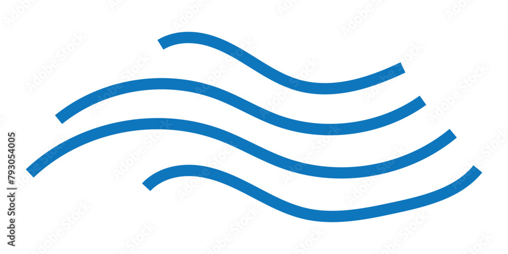 Simple wave icon, sea or ocean, abstract business logo. Blue linear icon with editable stroke on white background Simple wave icon, sea or ocean, abstract business logo. Blue linear icon with editable stroke on white background