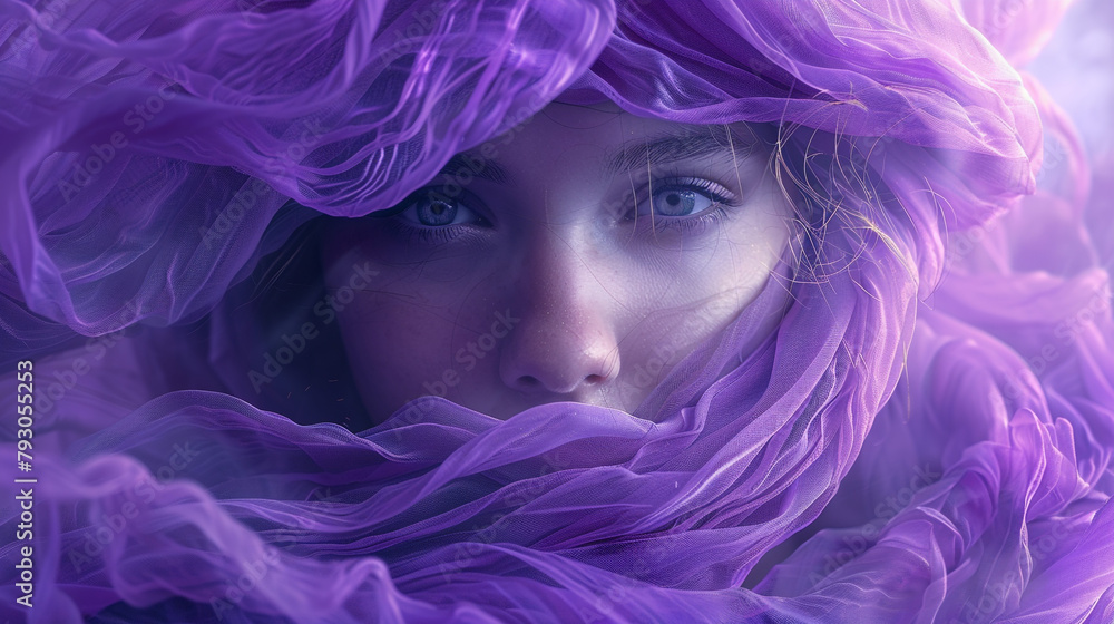 Wrapped in purple, a girl embodies creativity and imagination.