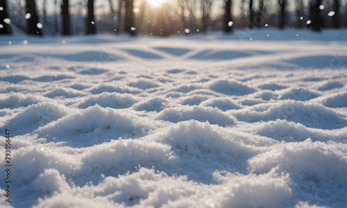 a close up of a snow covered ground with a blurry image of snow flakes and snow flakes