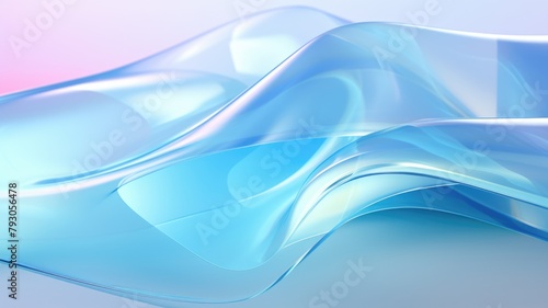 The abstract picture of the silky flexible wavy colourful and crystal clear water blue satin or fabric that waving around without breaking because of flexibility on the blank white background. AIGX01. © Summit Art Creations
