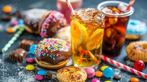Sugary beverages and snacks that can lead to tooth decay and oral health issues