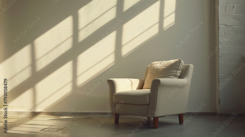 simple, minimal decorating soft comfort pillow armchair home interior design concept background simple, minimal decorating soft comfort pillow armchair home interior design concept background
