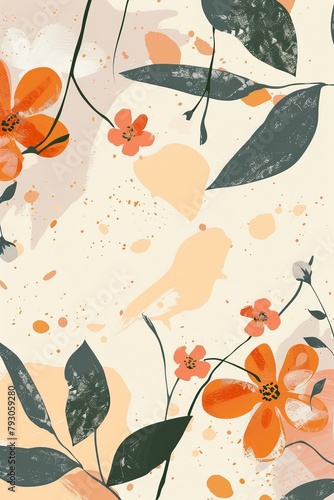 Orange Flowers on White Background