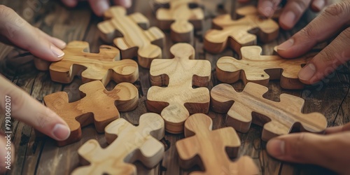 Collaborative Puzzle Pieces Strategically Arranged for Corporate Retreat and Team Development