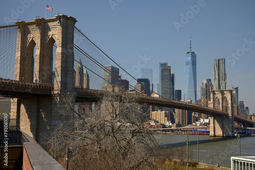 New York (United States), March 22, 2024. Brooklyn Bridge. It joins the boroughs of Manhattan and Brooklyn. It was built between 1870 and 1883